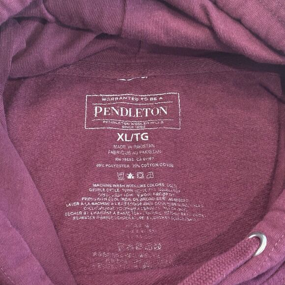 Pendleton Hoodie Mens XL Maroon Graphic Buffalo Print Sweater Southwest - Picture 4 of 7
